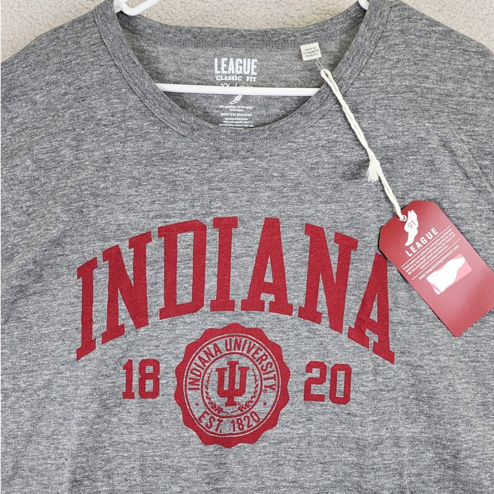 Indiana University League T-Shirt Mens XXL Grey Heathered Collegiate Classic Fit - Picture 2 of 9